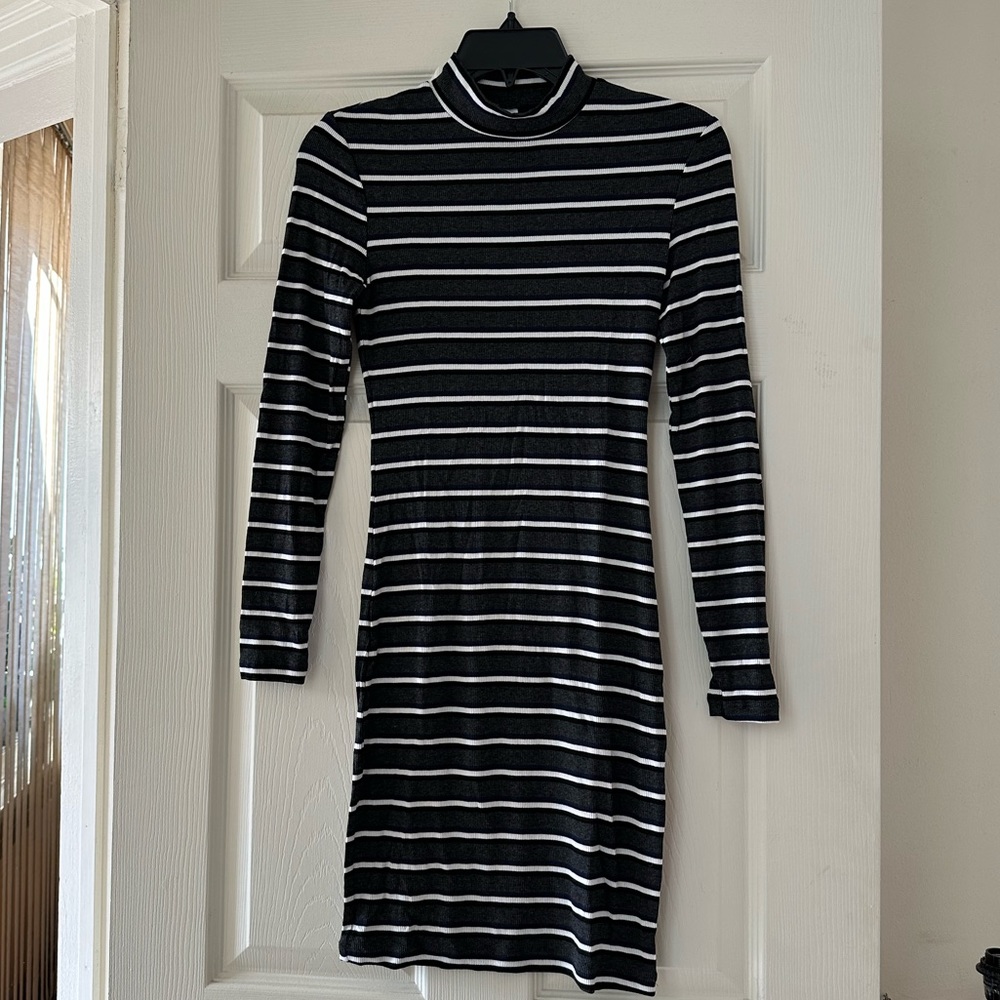 American Apparel Striped Ribbed Bodycon Midi Dress